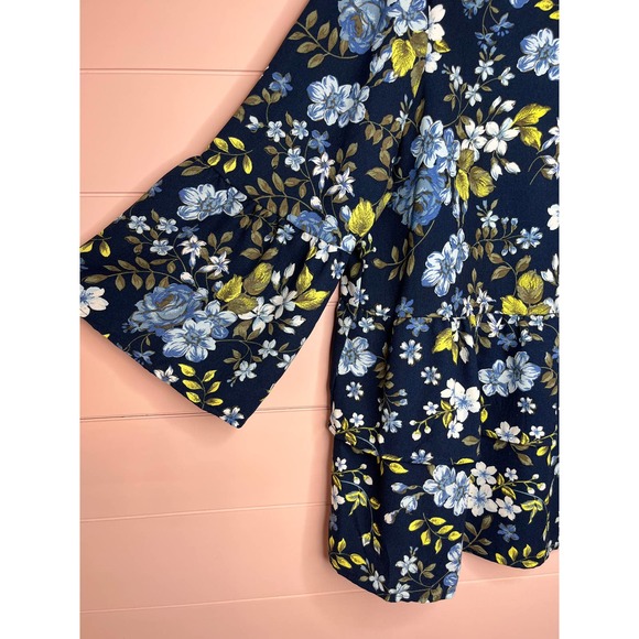 Time and Tru Floral Blouse - Blue and Green - Picture 3 of 5